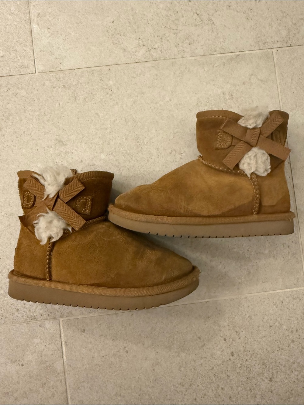 Koolaburra Kids Chestnut Suede Faux-Shearling Ankle Boots